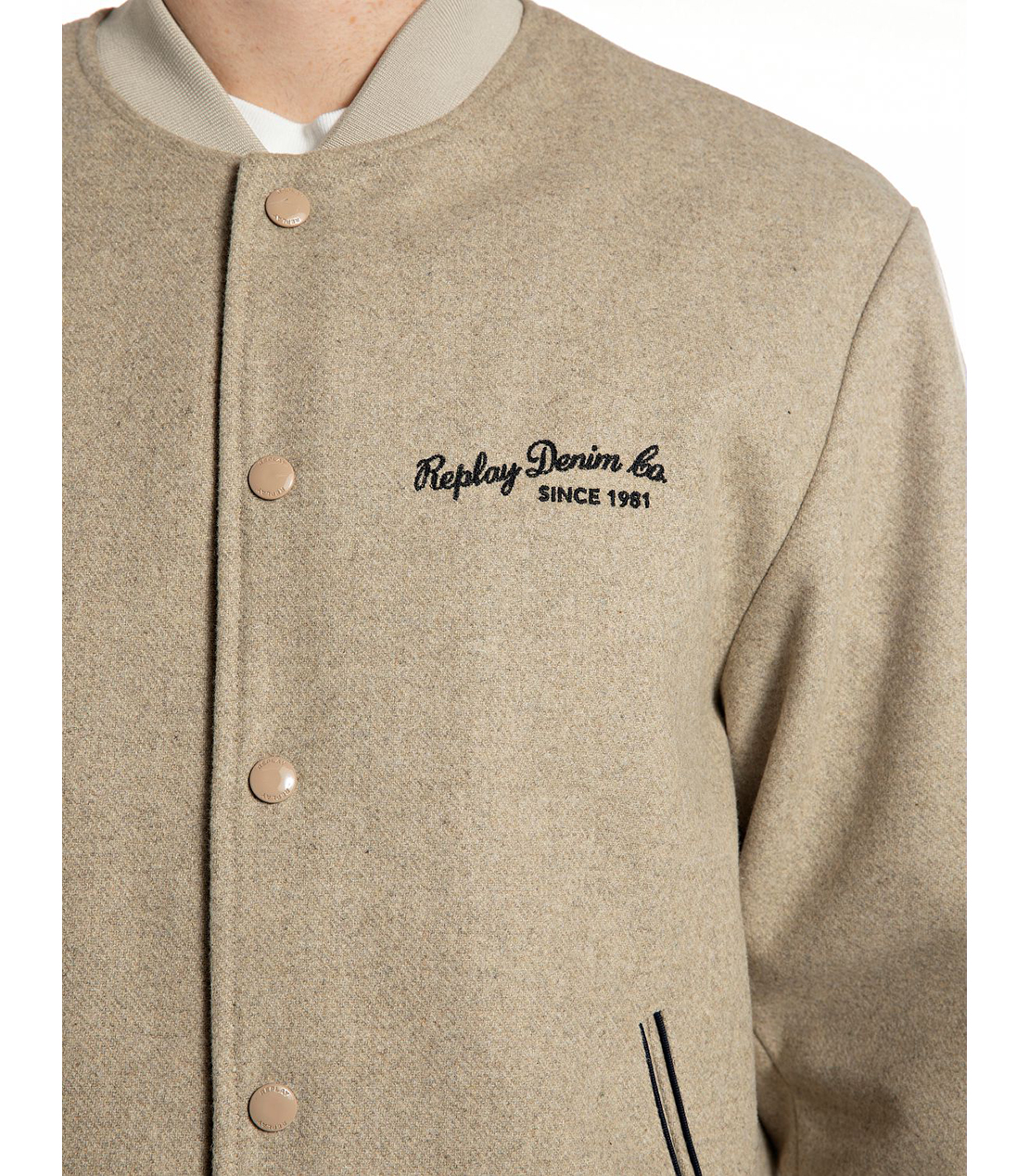 ウールブレンド バーシティ ボンバージャケット 詳細画像 ベージュ 4